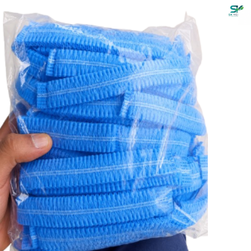 Charlottes Médicales Jetables à Élastique – Bleues (Sachet)